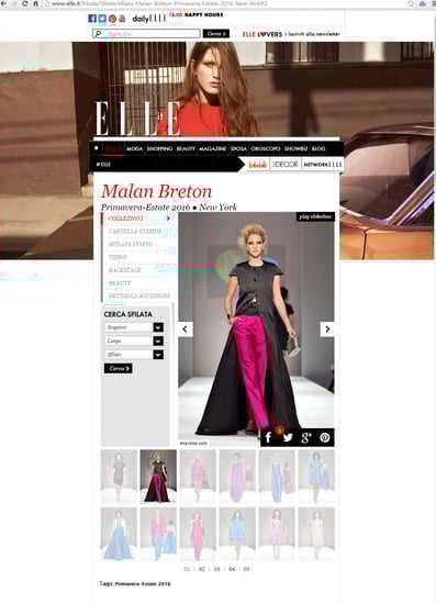 Press for Malan Breton "Reflections of Sun Moon Lake"   Spring Summer 2016 collection